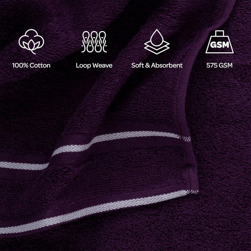 Lavish Home Rio 100% Cotton Towel Set - Eggplant, Medium, 8 Piece - Image 3